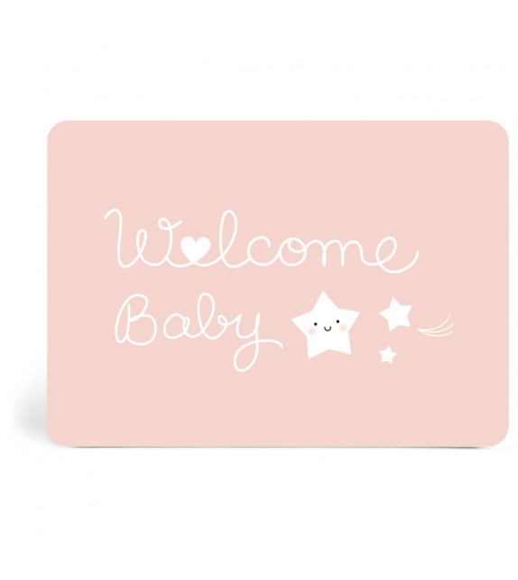 Carte Welcome baby - rose