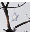 Suspension lumineuse de Noël étoile en céramique blanche