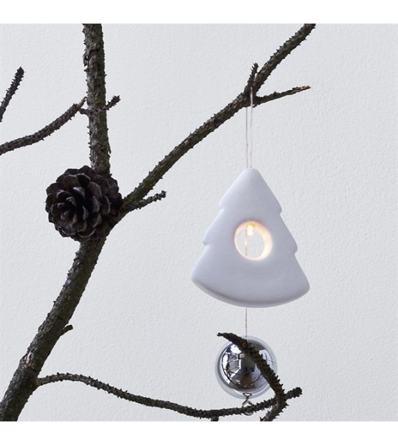 Suspension lumineuse de Noël Sapin en céramique blanche