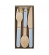 Assortiments de couverts en bois Bleu pastel - Lot de 8