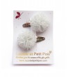 Barrettes Mini pompons - Argent pailleté - Lot de 2