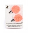 Barrettes Mini pompons - Orange fluo - Lot de 2