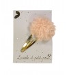 Barrette pompon laine - Rose pâle