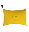 Coussin XL en coton moutarde Rêve noir paillettes