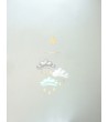 Mobile anneau avec étoile doré et nuages blanc, gris et vert d'eau